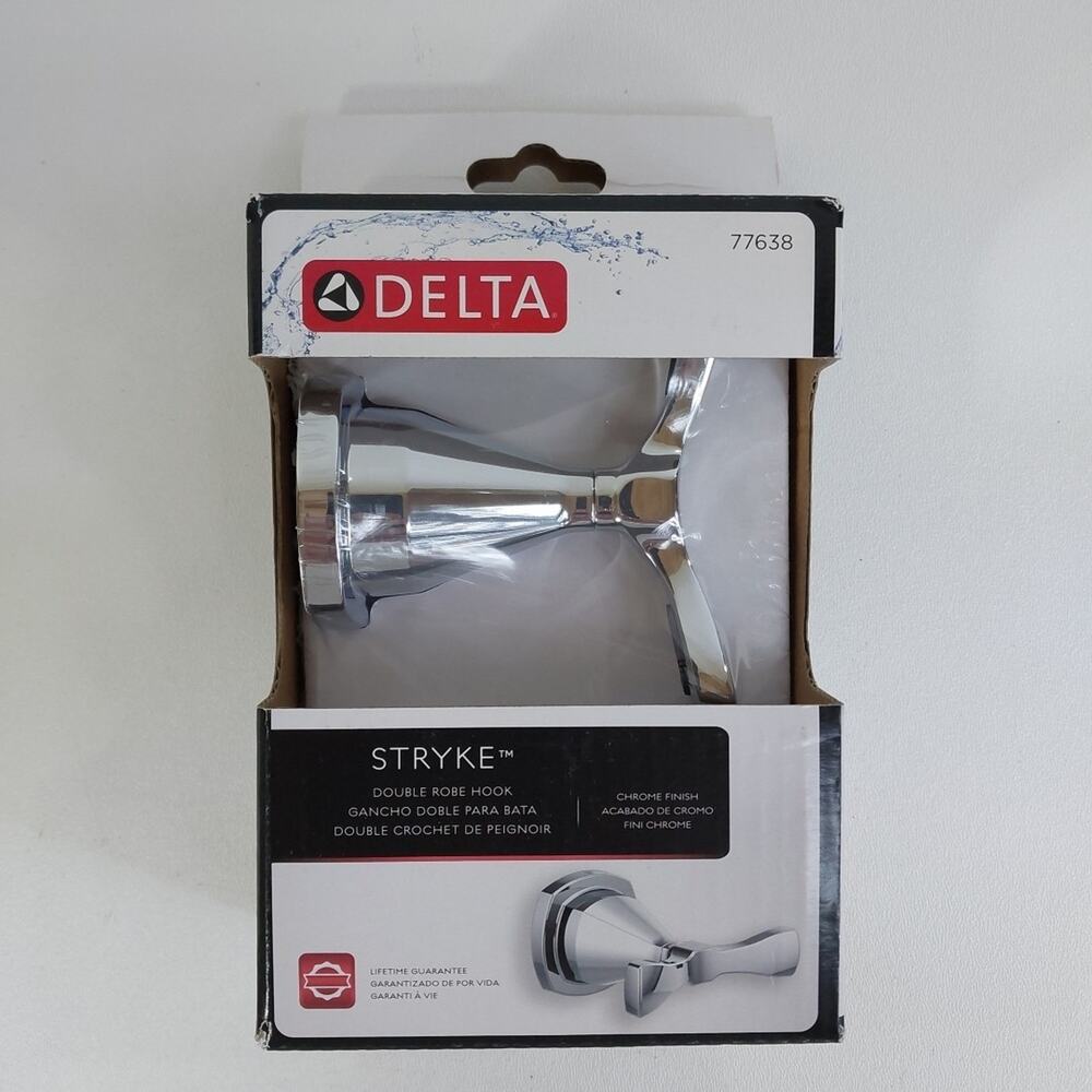 Delta‎ 77638 Stryke Double Robe Hook Wall Mount Chrome